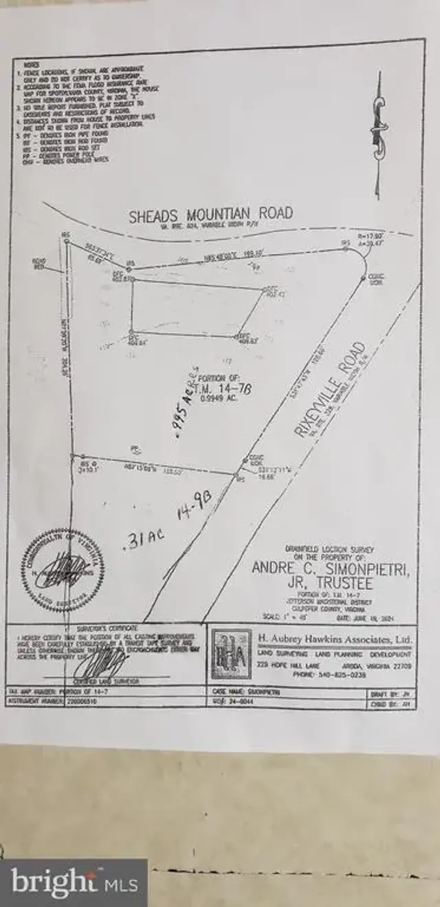 Rixeyville Rd & Sheads Mtn Rd Land, Rixeyville
