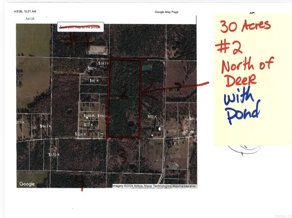 #2 = 30 Acres North Side Of Deer Road, Rose Bud