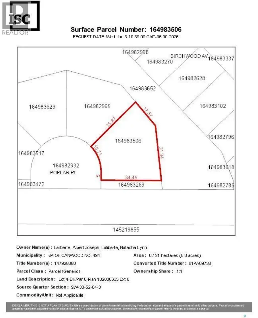 Lot 4, Block 6 Poplar Place, Canwood Rm No. 494