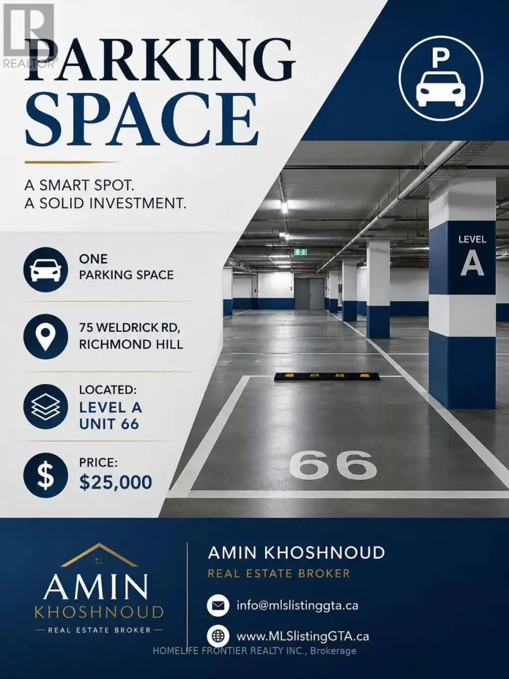 Parking Level A #66 - 75 Weldrick Road E, Richmond Hill (Observatory)