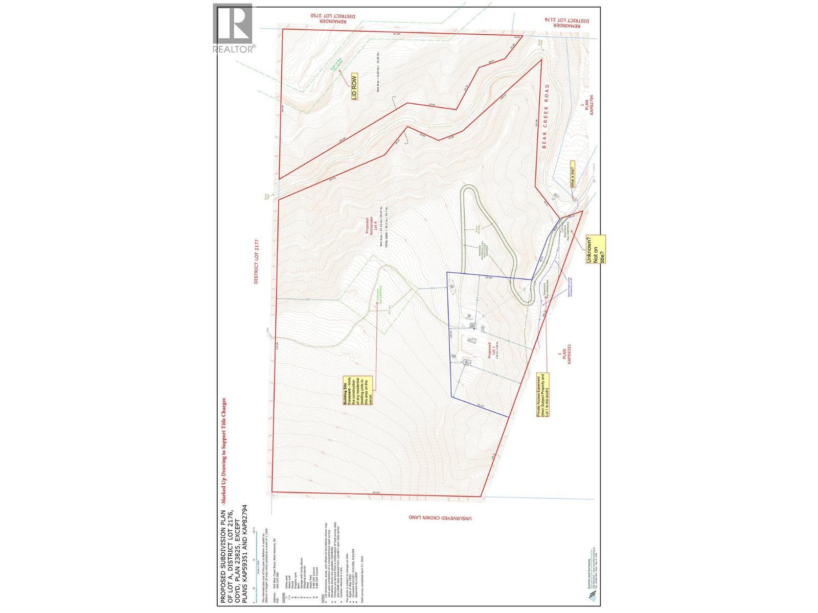 Lot A - 944 Bear Creek Road Lot# Proposed. West Kelowna, British Columbia