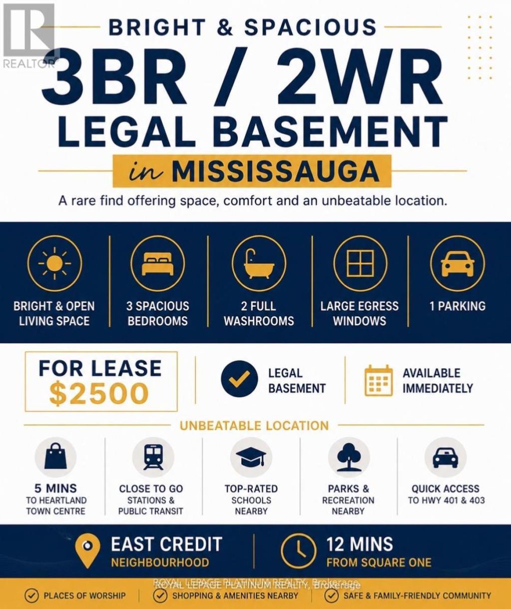 3br Lower Level - 1540 Manorbrook Court, Mississauga (east Credit)