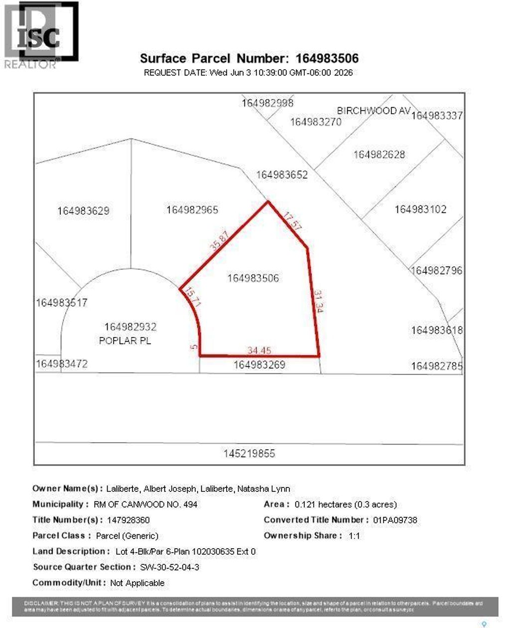 Lot 4, Block 6 Poplar Place, Canwood Rm No. 494