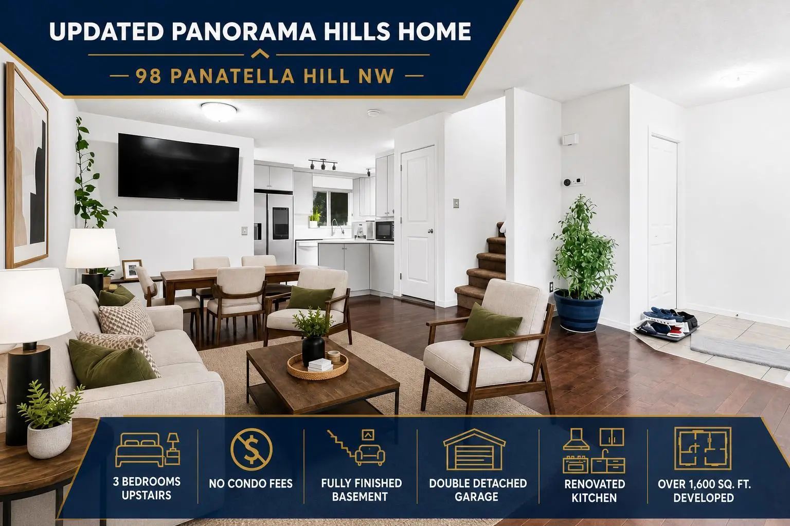 98 Panatella Hill Northwest, Calgary – Residential Semi Detached (Half Duplex) Listing Photo 4