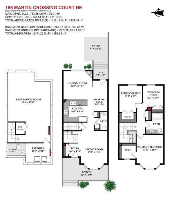 156 Martin Crossing Court Northeast, Calgary – Residential Row/Townhouse Listing Photo 3