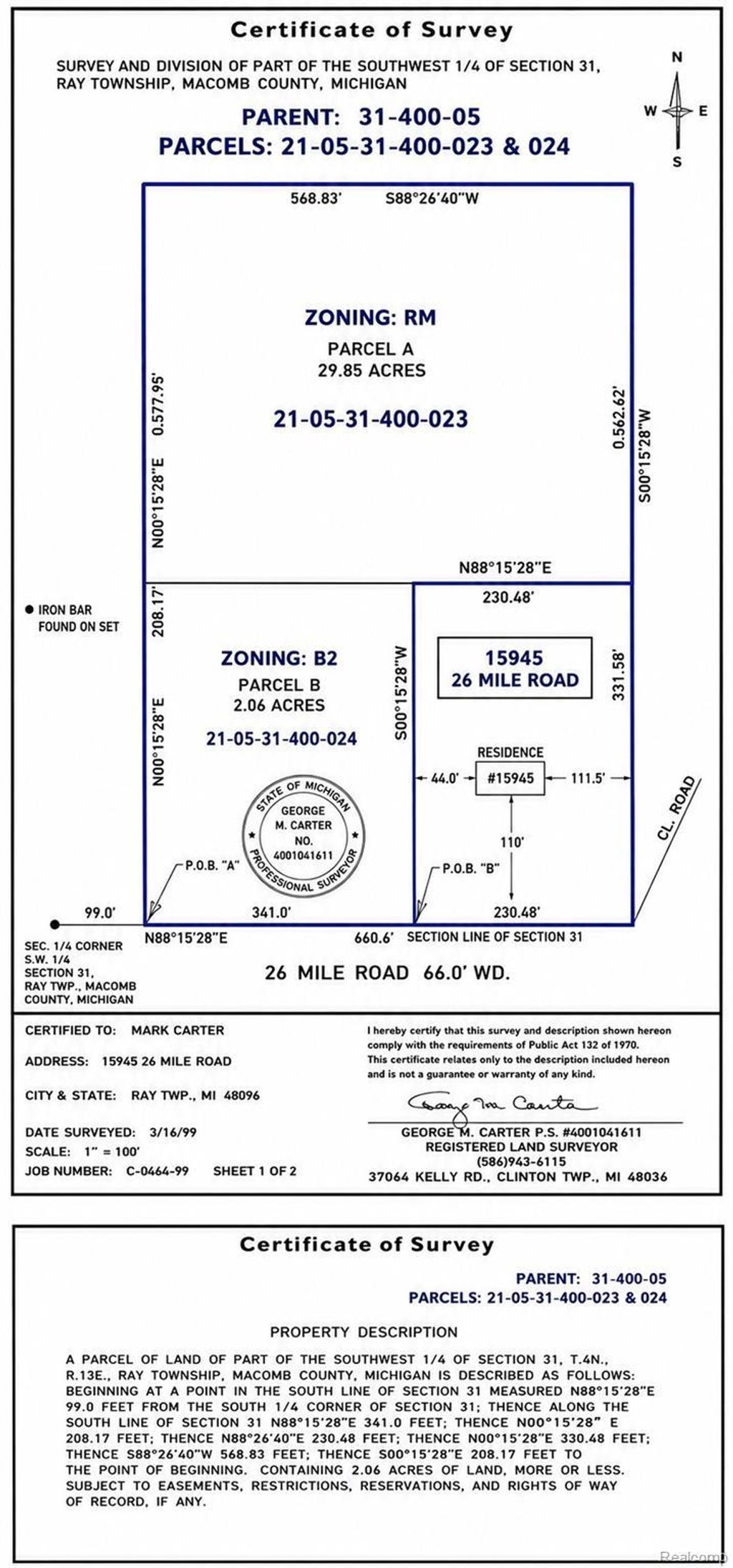 000 26 Mile Road, Ray township